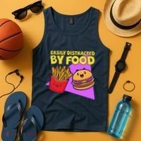 Funny Easily DIstracted By Food Cute Burger and Fries Tank Top thumb 4