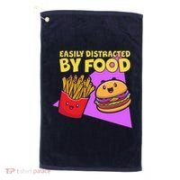 Funny Easily DIstracted By Food Cute Burger and Fries Golf Towel thumb 0
