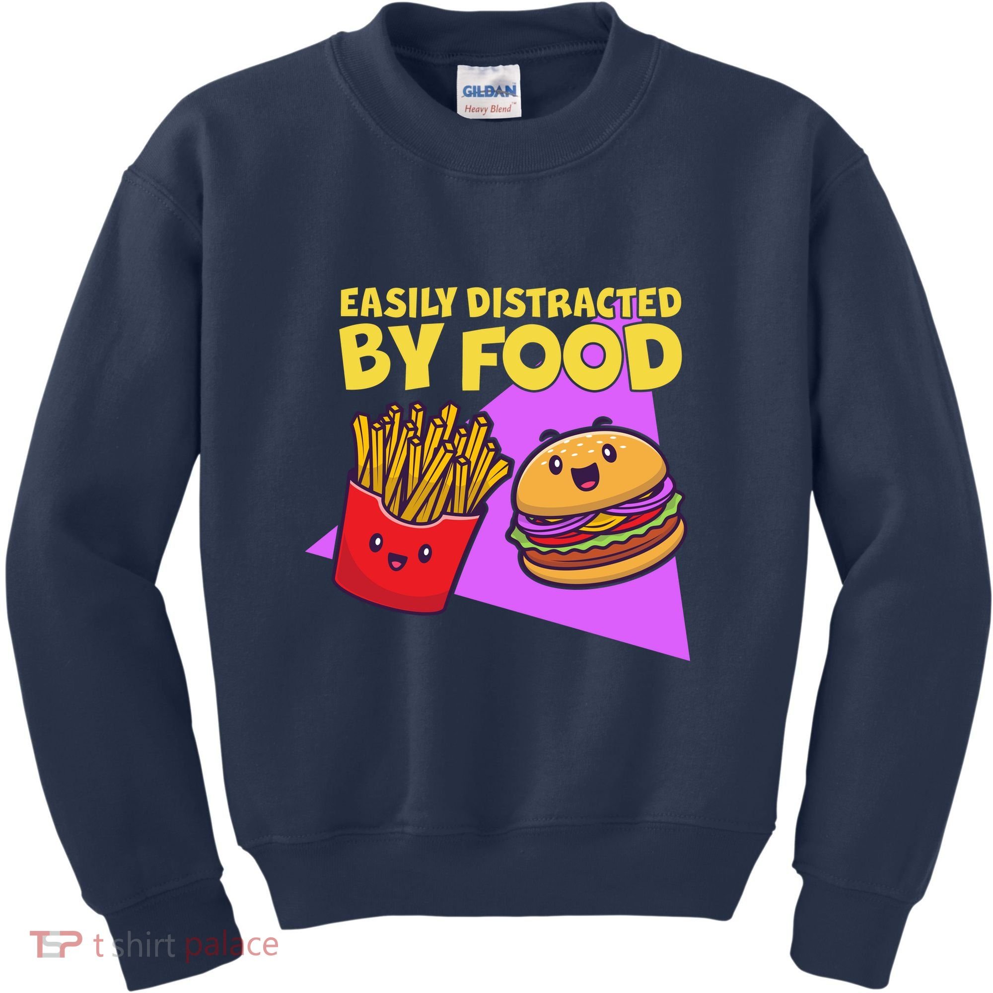 Funny Easily DIstracted By Food Cute Burger and Fries Kids Sweatshirt