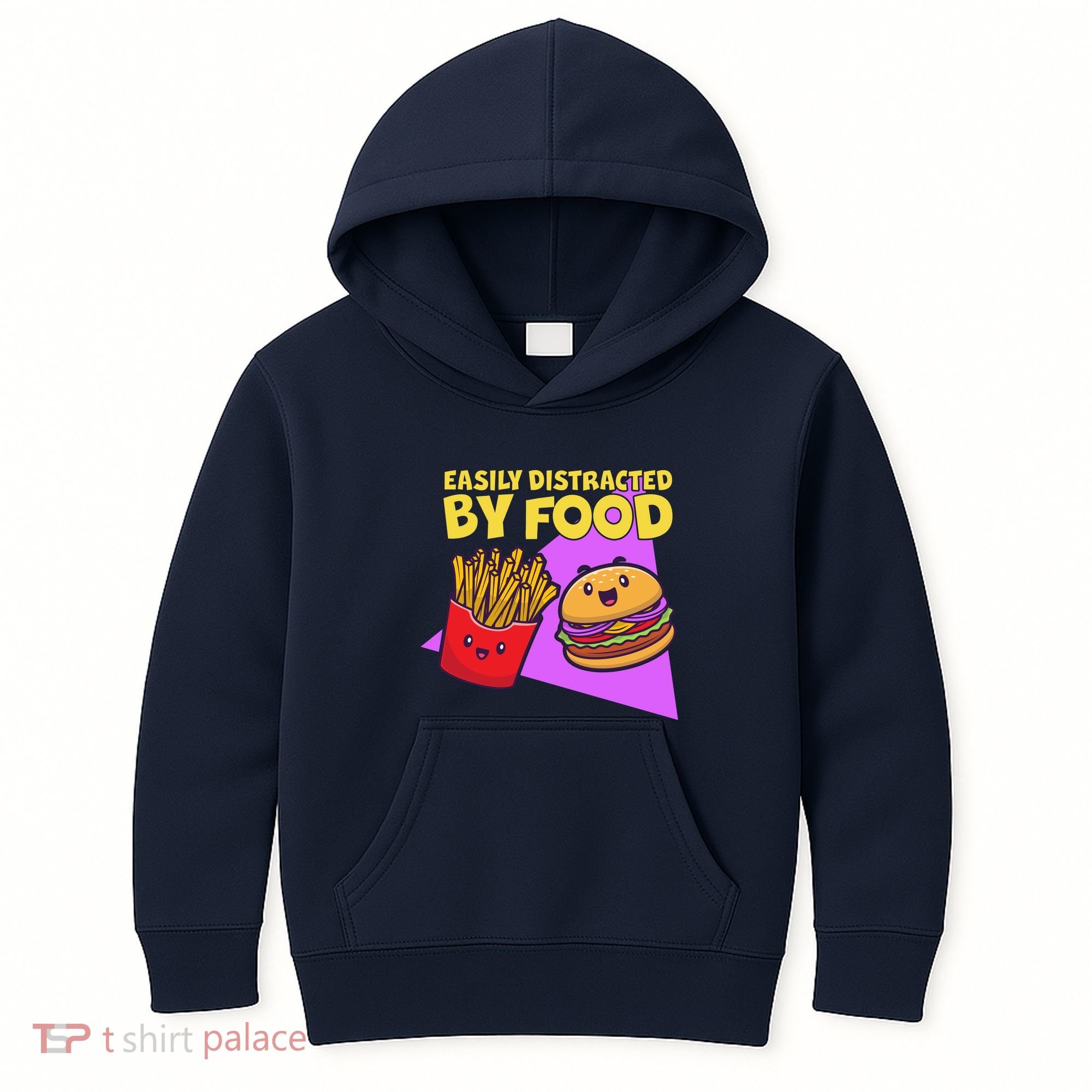 Funny Easily DIstracted By Food Cute Burger and Fries Kids Hoodie