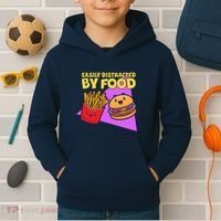 Funny Easily DIstracted By Food Cute Burger and Fries Kids Hoodie thumb 2