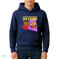 Funny Easily DIstracted By Food Cute Burger and Fries Kids Hoodie thumb 4