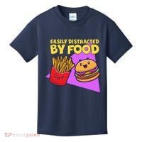 Funny Easily DIstracted By Food Cute Burger and Fries Kids T-Shirt thumb 0