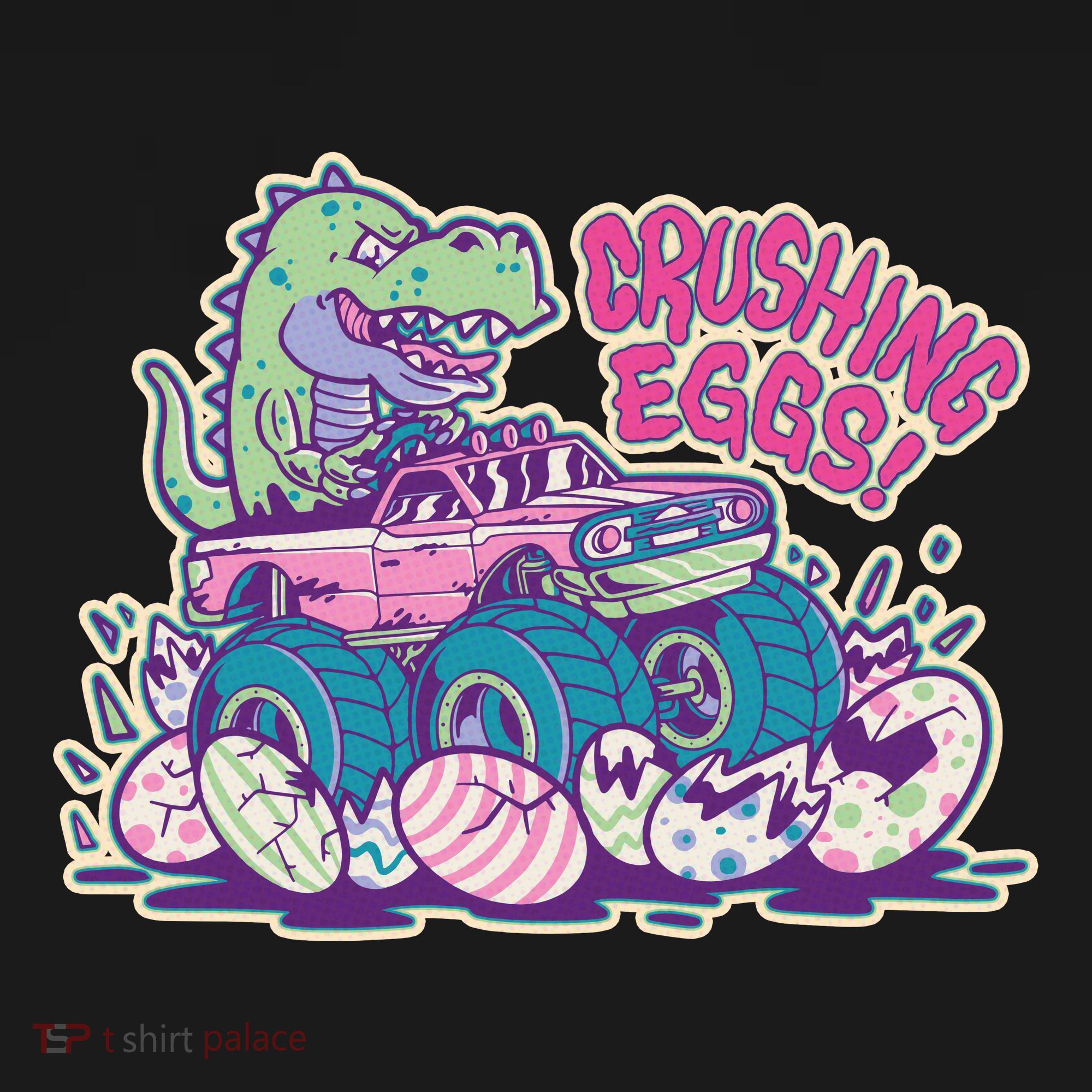 Funny Easter Dinosaur Monster Truck Crushing Eggs Hoodie
