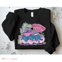 Funny Easter Dinosaur Monster Truck Crushing Eggs Sweatshirt thumb 2