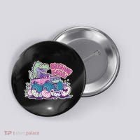 Funny Easter Dinosaur Monster Truck Crushing Eggs Button thumb 0