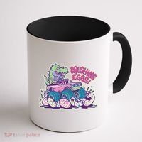 Funny Easter Dinosaur Monster Truck Crushing Eggs Coffee Mug thumb 1