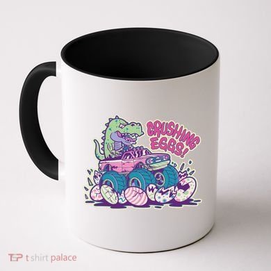 Funny Easter Dinosaur Monster Truck Crushing Eggs Coffee Mug