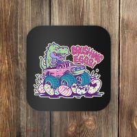 Funny Easter Dinosaur Monster Truck Crushing Eggs Coaster thumb 0