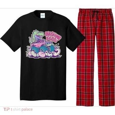 Funny Easter Dinosaur Monster Truck Crushing Eggs Pajama Set
