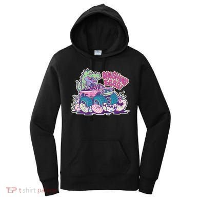 Funny Easter Dinosaur Monster Truck Crushing Eggs Women's Hoodie