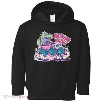 Funny Easter Dinosaur Monster Truck Crushing Eggs Toddler Hoodie