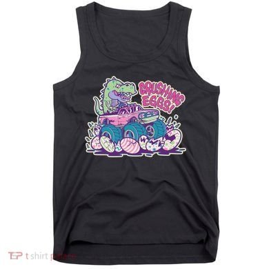 Funny Easter Dinosaur Monster Truck Crushing Eggs Tank Top
