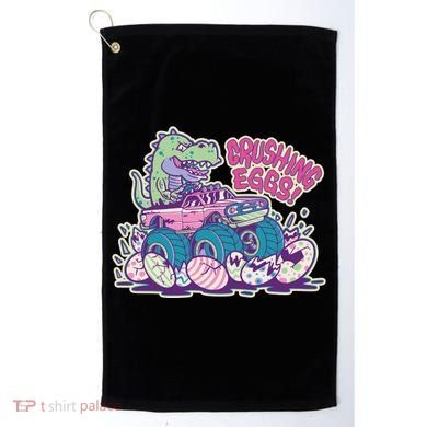 Funny Easter Dinosaur Monster Truck Crushing Eggs Golf Towel