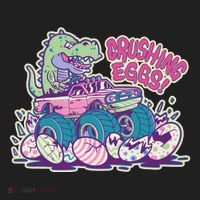Funny Easter Dinosaur Monster Truck Crushing Eggs Golf Towel thumb 3