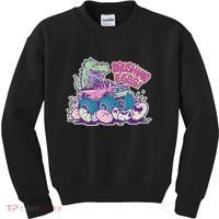 Funny Easter Dinosaur Monster Truck Crushing Eggs Kids Sweatshirt thumb 0