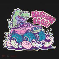 Funny Easter Dinosaur Monster Truck Crushing Eggs Kids Sweatshirt thumb 2