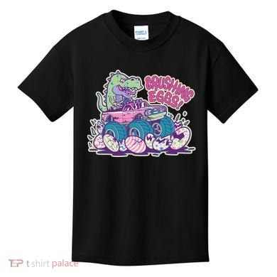 Funny Easter Dinosaur Monster Truck Crushing Eggs Kids T-Shirt