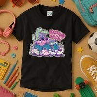 Funny Easter Dinosaur Monster Truck Crushing Eggs Kids T-Shirt thumb 3