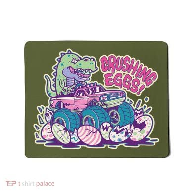 Funny Easter Dinosaur Monster Truck Crushing Eggs Mousepad