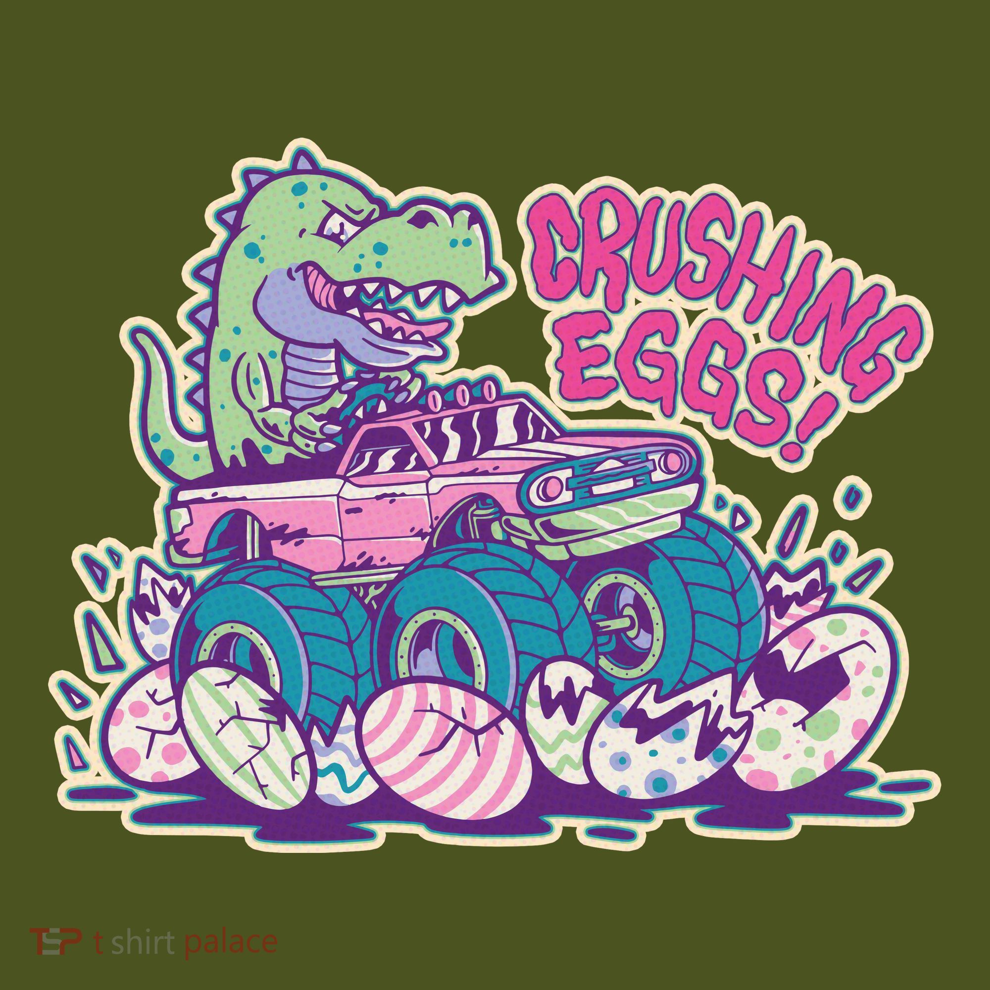 Funny Easter Dinosaur Monster Truck Crushing Eggs Kids Hoodie
