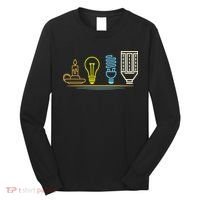 Funny Electrician Engineer Light Bulb Electricity Long Sleeve Shirt thumb 0