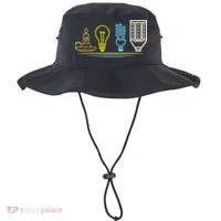 Funny Electrician Engineer Light Bulb Electricity Bucket Hat thumb 0
