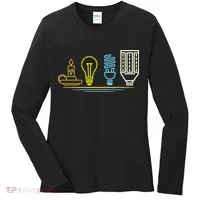 Funny Electrician Engineer Light Bulb Electricity Women's Long Sleeve Shirt thumb 0