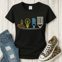 Funny Electrician Engineer Light Bulb Electricity Women's T-Shirt thumb 3