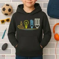 Funny Electrician Engineer Light Bulb Electricity Kids Hoodie thumb 2