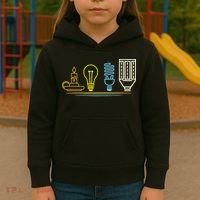 Funny Electrician Engineer Light Bulb Electricity Kids Hoodie thumb 3