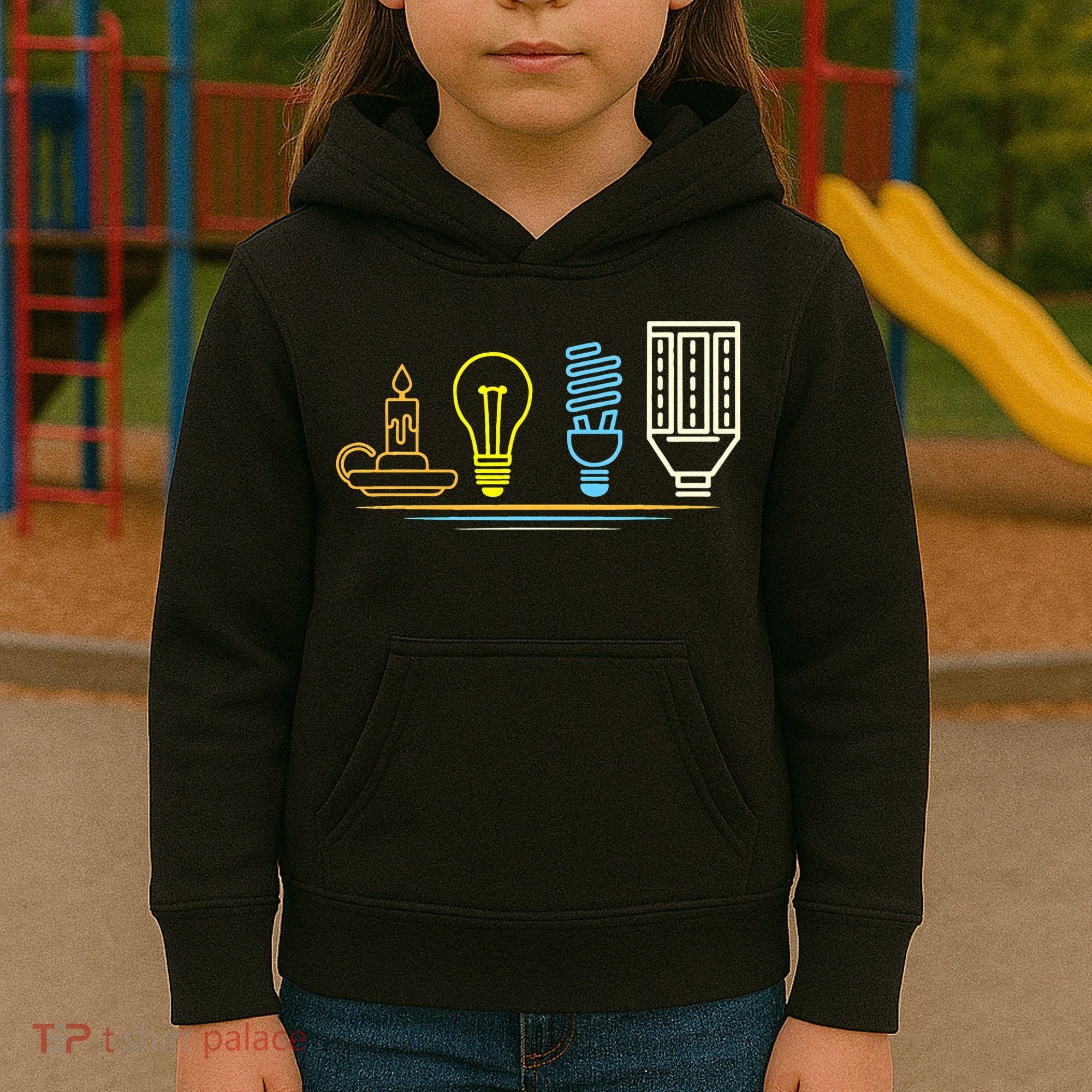 Funny Electrician Engineer Light Bulb Electricity Kids Hoodie