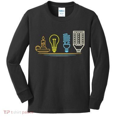 Funny Electrician Engineer Light Bulb Electricity Kids Long Sleeve Shirt