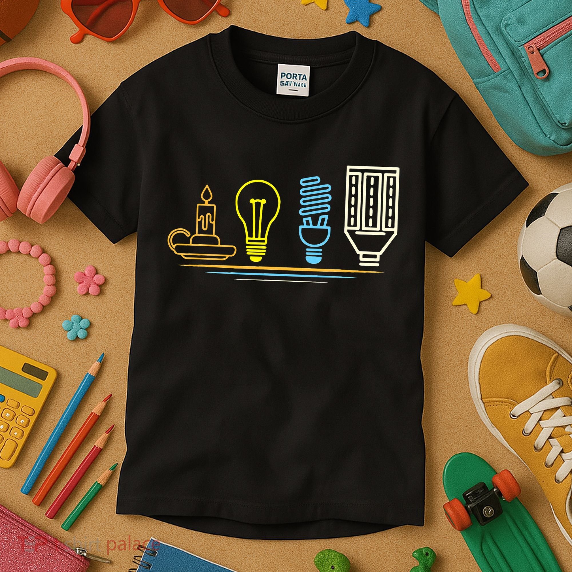 Funny Electrician Engineer Light Bulb Electricity Kids T-Shirt