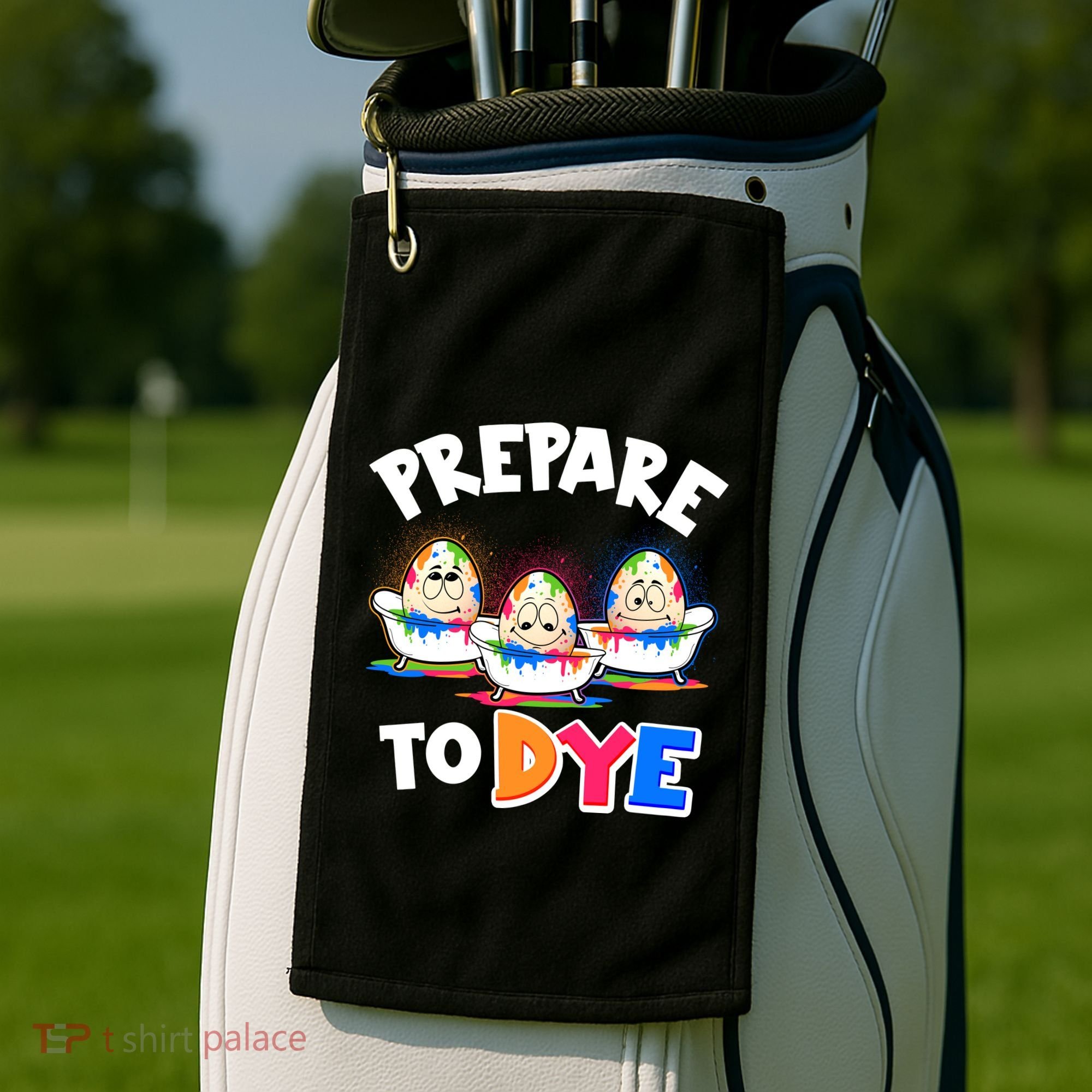 Funny Easter Eggs Prepare To Dye Golf Towel
