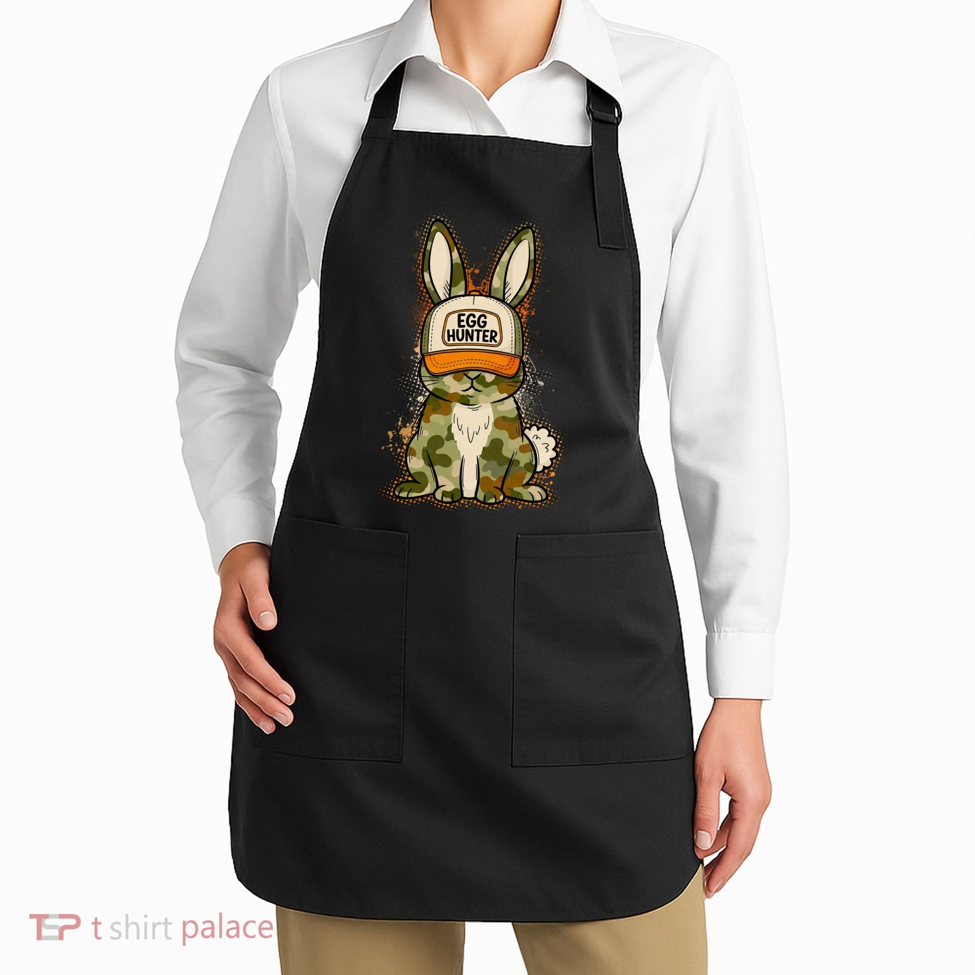 Funny Easter Egg Hunter Camouflage Bunny Rabbit Apron