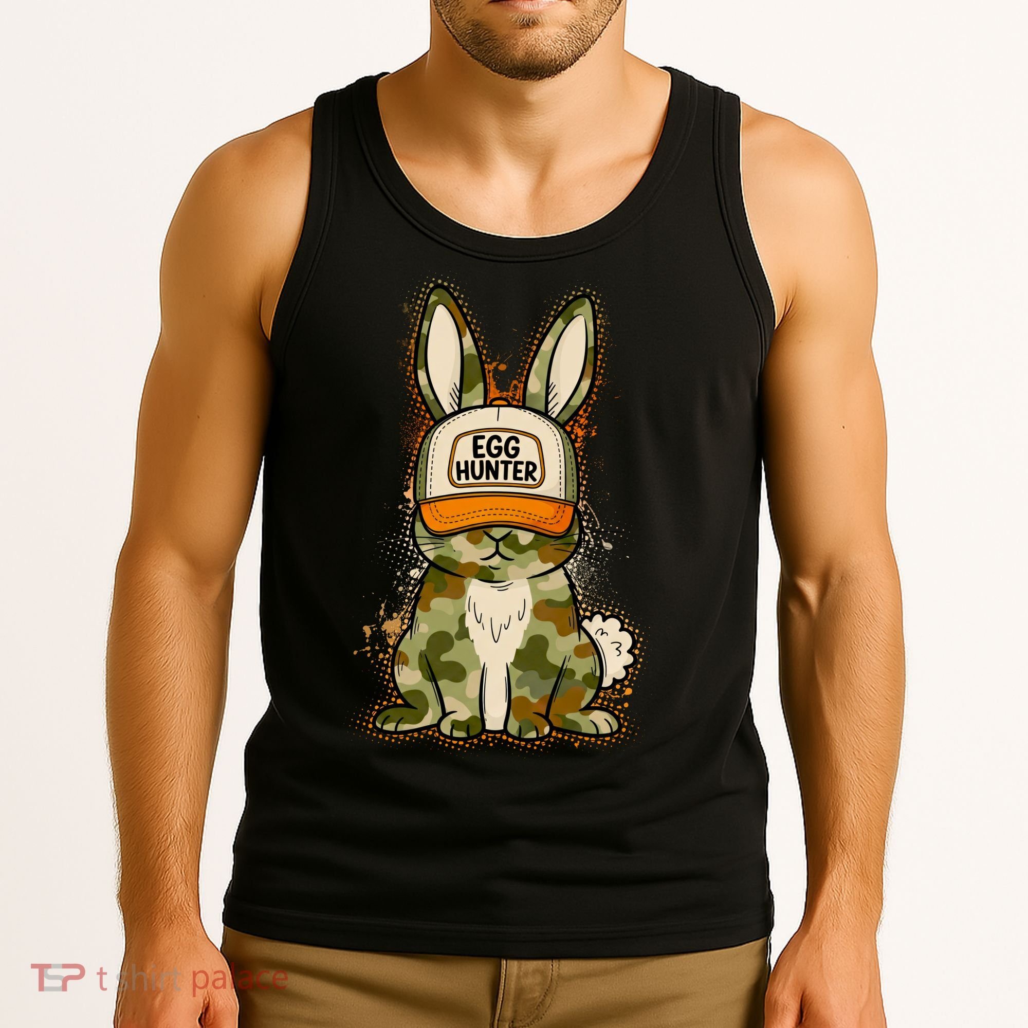 Funny Easter Egg Hunter Camouflage Bunny Rabbit Tank Top