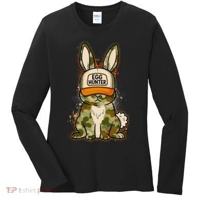 Funny Easter Egg Hunter Camouflage Bunny Rabbit Women's Long Sleeve Shirt