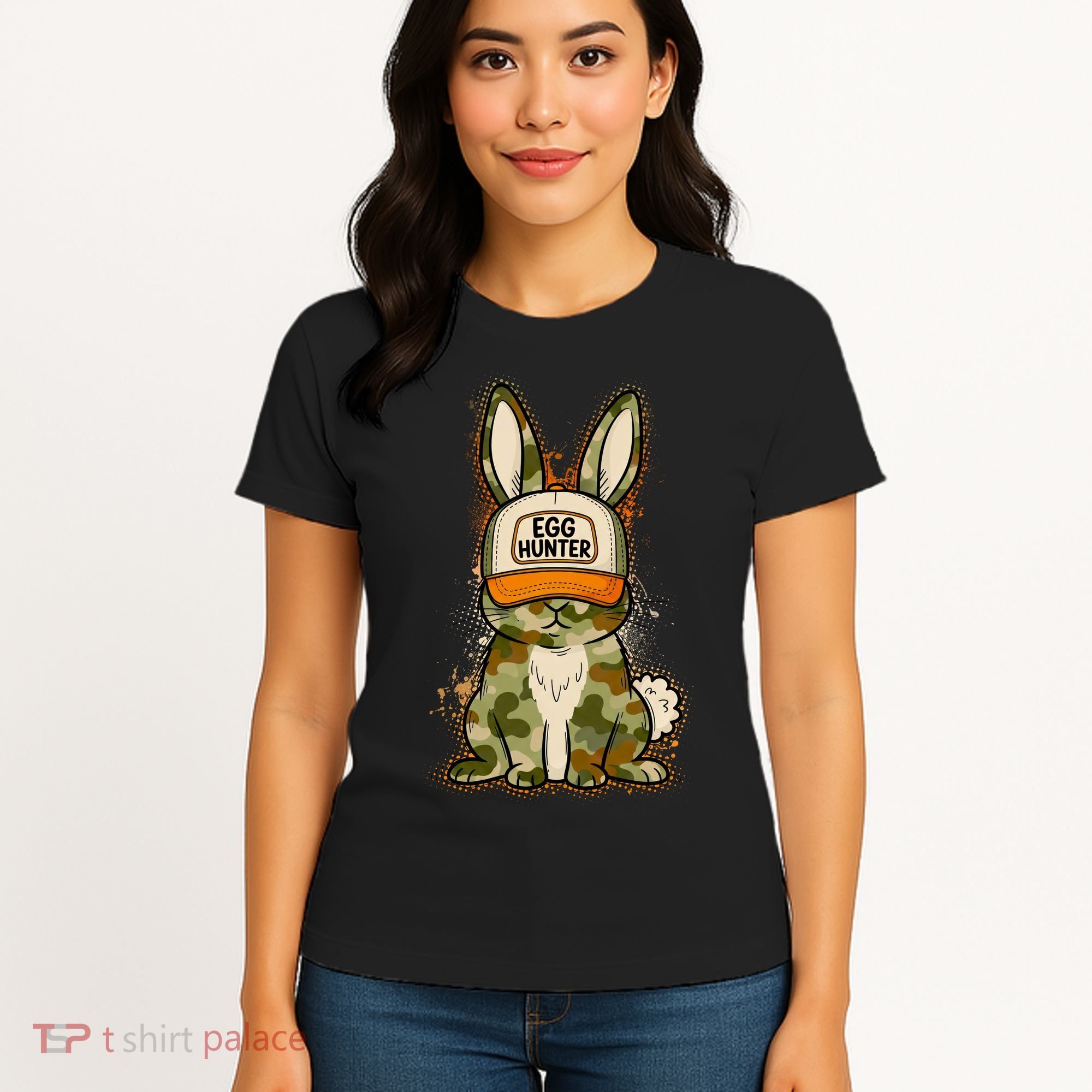 Funny Easter Egg Hunter Camouflage Bunny Rabbit Women's T-Shirt