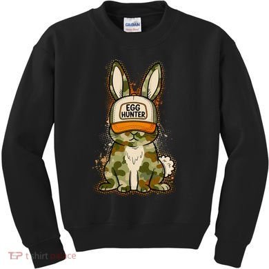 Funny Easter Egg Hunter Camouflage Bunny Rabbit Kids Sweatshirt