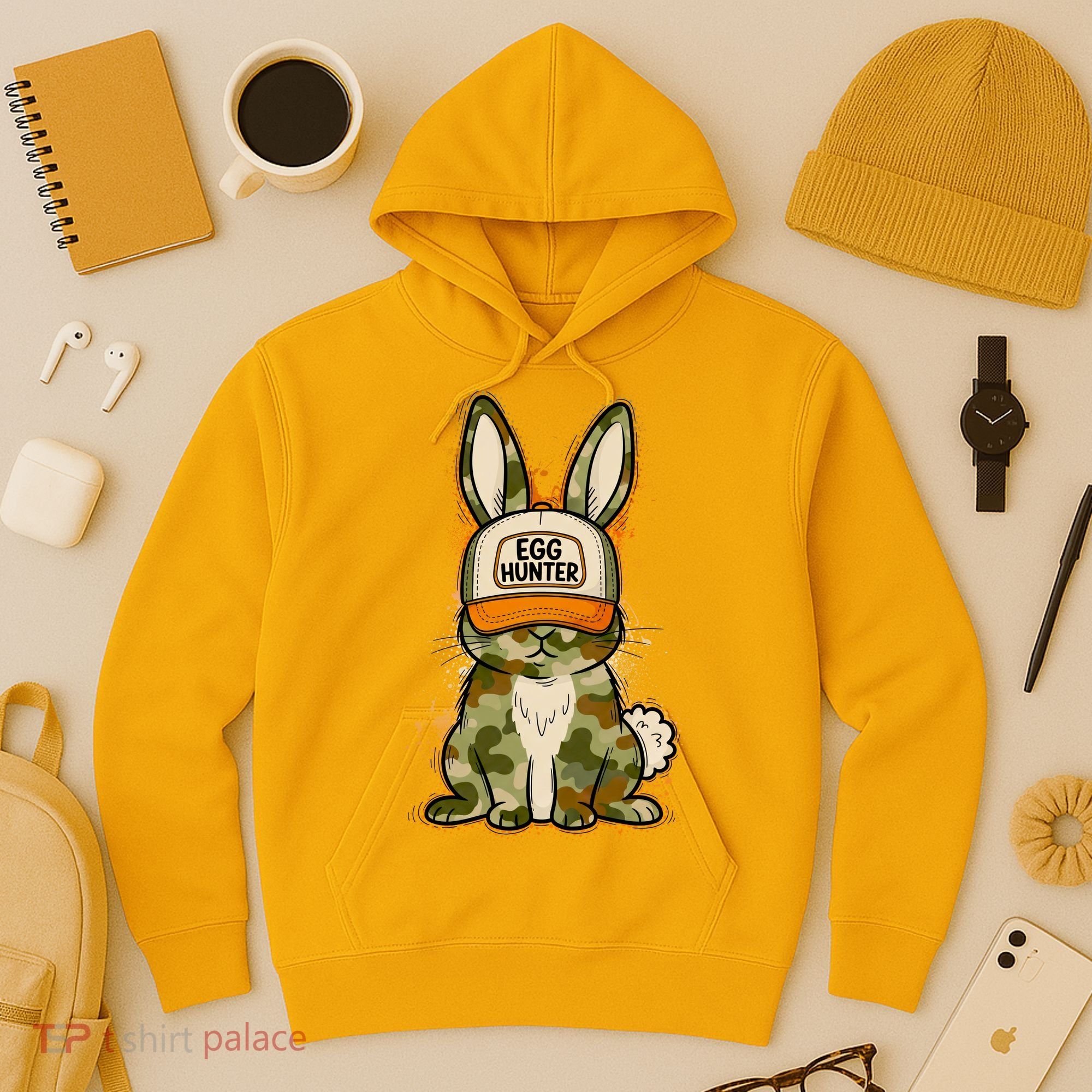 Funny Easter Egg Hunter Camouflage Bunny Rabbit Hoodie