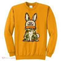 Funny Easter Egg Hunter Camouflage Bunny Rabbit Sweatshirt thumb 0