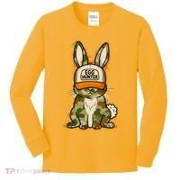 Funny Easter Egg Hunter Camouflage Bunny Rabbit Kids Long Sleeve Shirt thumb 0