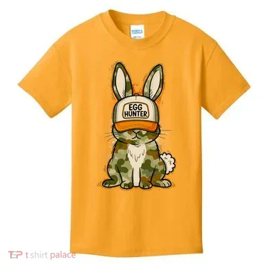 Funny Easter Egg Hunter Camouflage Bunny Rabbit Kids T-Shirt