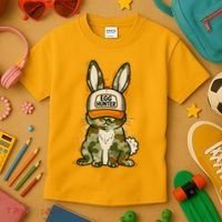 Funny Easter Egg Hunter Camouflage Bunny Rabbit Kids T-Shirt thumb 3