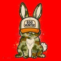 Funny Easter Egg Hunter Camouflage Bunny Rabbit Santa Hat thumb 1
