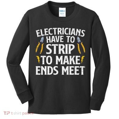 Funny Electrician Electrician Electrical Tools Kids Long Sleeve Shirt