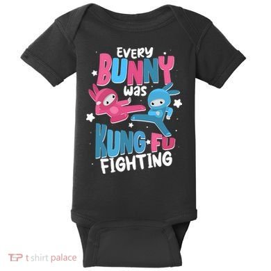 Funny Easter Every Bunny Was Kung Fu Fighting Baby Bodysuit