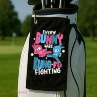 Funny Easter Every Bunny Was Kung Fu Fighting Golf Towel thumb 2