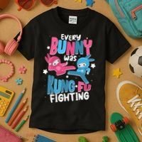 Funny Easter Every Bunny Was Kung Fu Fighting Kids T-Shirt thumb 3